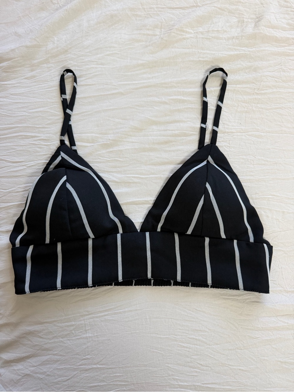 New Era Black and White Striped Bralette - Picture 1 of 7